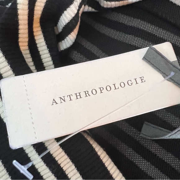 ANTHROPOLOGIE NWT Striped Mock-Neck Ribbed Knit Dress Size L - Picture 11 of 12